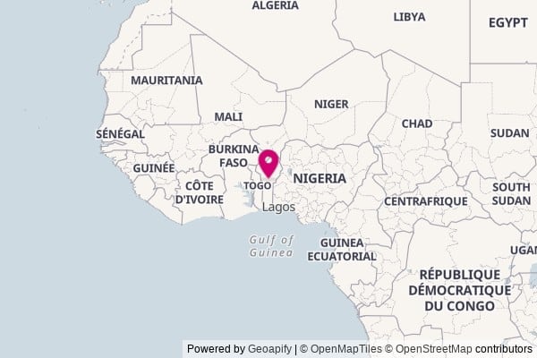 Benin on world map