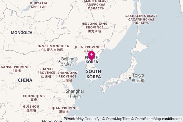 North Korea on world map