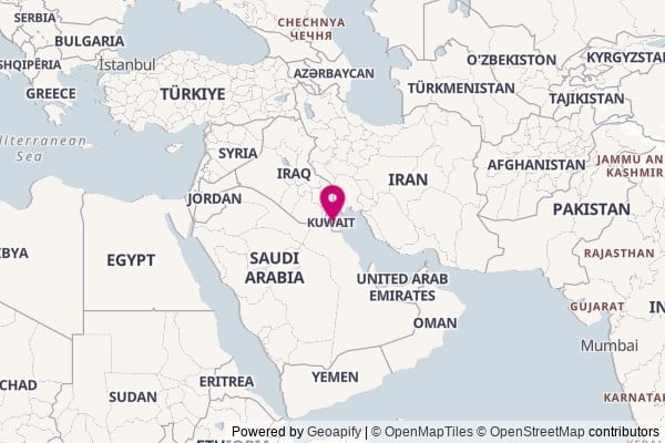 Kuwait on world map