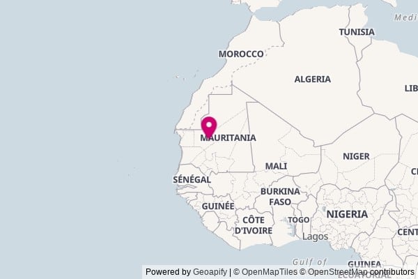 Mauritania on world map