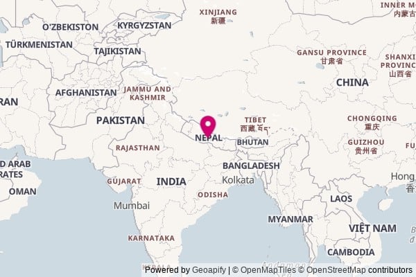 Nepal on world map