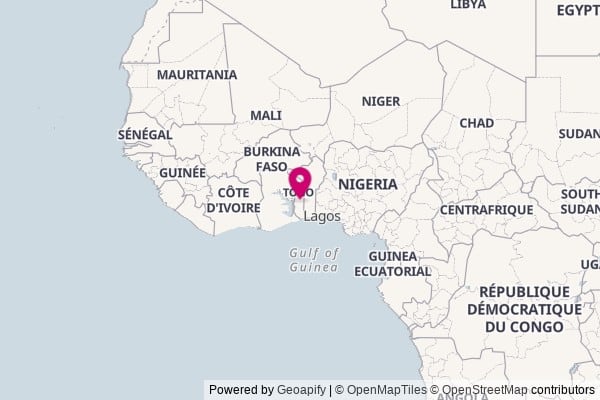Togo on world map